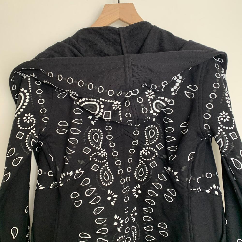 Jonny Cota Draped Hoodie in Black Bandana Open Front Women’s Small - Picture 6 of 14